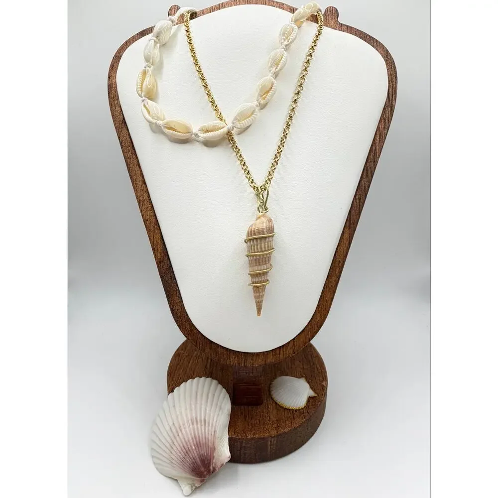 Coastal Cowrie Shell & Wire Wrapped Shell Layered Necklace